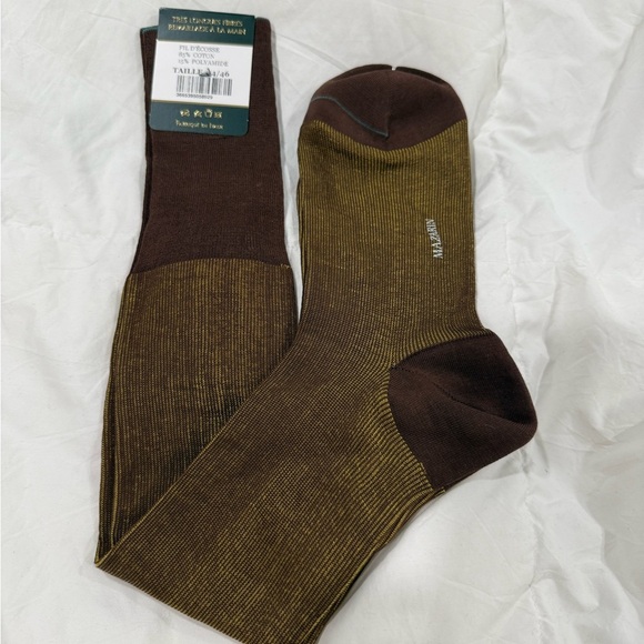 MAZARIN LUXURY Brown and Tan Men's Socks SZ 44/46 - Picture 5 of 9